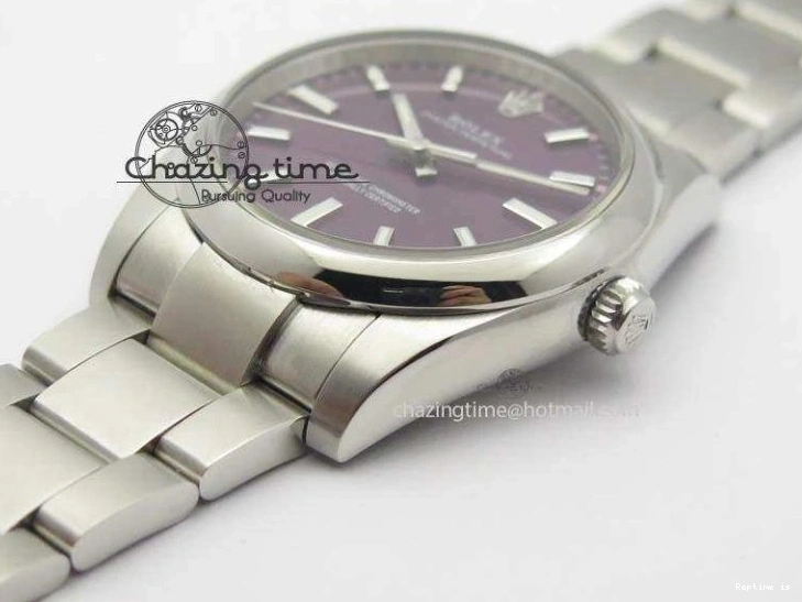 1225 Oyster Perpetual 34mm Ladies 114300 1:1 Best Edition Red Grape Dial On SS Bracelet A ZeroBulk 3802